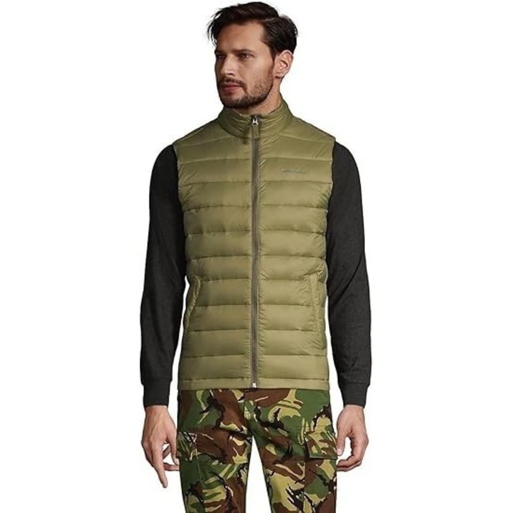 Lands' End Men's‎ 600 Down Vest Soft Olive (Small)